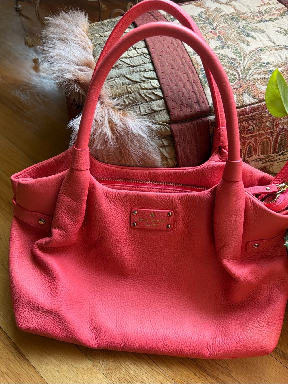 kate spade Coral Pink Pebbled Leather Shoulder Bag